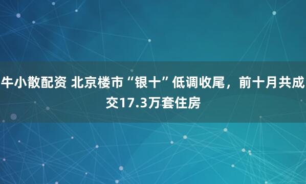 牛小散配资 北京楼市“银十”低调收尾,前十月共成交17.3万套住房