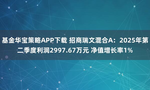基金华宝策略APP下载 招商瑞文混合A：2025年第二季度利润2997.67万元 净值增长率1%