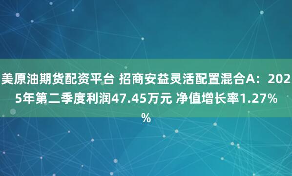 美原油期货配资平台 招商安益灵活配置混合A：2025年第二季度利润47.45万元 净值增长率1.27%