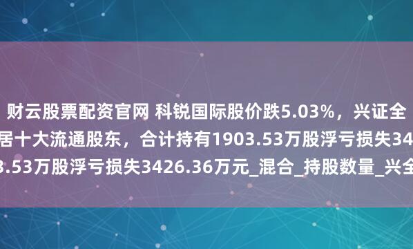 财云股票配资官网 科锐国际股价跌5.03%，兴证全球基金旗下5只基金位居十大流通股东，合计持有1903.53万股浮亏损失3426.36万元_混合_持股数量_兴全