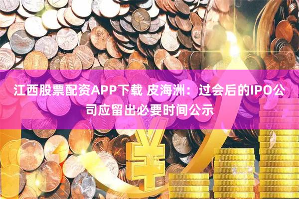 江西股票配资APP下载 皮海洲：过会后的IPO公司应留出必要时间公示